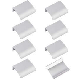 MOROBOR 8 Pack Finger Edge Pull, Self-Stick Instant Cabinet Drawer Pulls Modern Style Drawer Handle Aluminum Alloy Invisible Wardrobe Knobs for Kitchen Bedroom Livingroom, 50mm/Silver