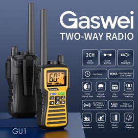 Gaswei GU1 Professional Walkie Talkies Long Range for Adults with Flashlight, Rechargeable GMRS Two-Way Radio, 60 Channel-121 Privacy Codes,FM Radio,SOS and NOAA Weather Alerts,VOX