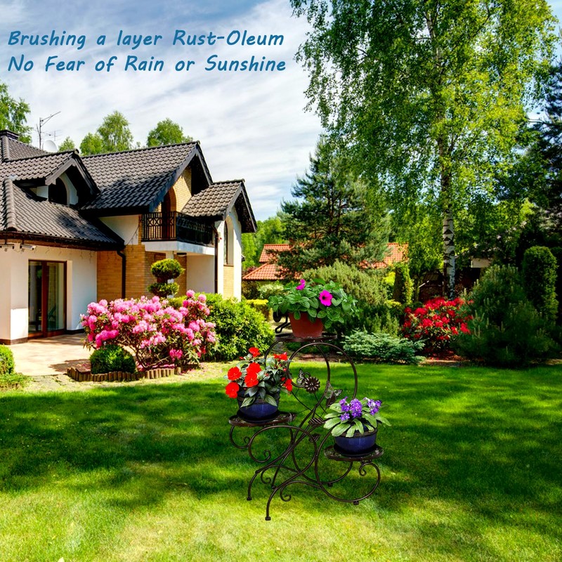 HLC 3 Tier Tall Plant Stand Outdoor Flower Stand Flower