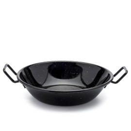 Zinel 4503 Pan Kadai/Wok with Handles, Enamel, Black/White Dots, 24cm