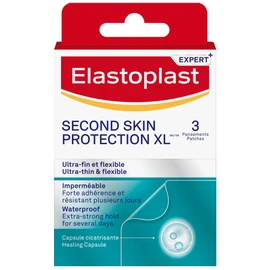 Elastoplast Second Skin Protection XL Hydrocolloid Patches, Ultra Thin and Flexible Hydrocolloid Dressings for Protection and Treatment of Superficial Wounds, Waterproof Plasters, 3 Patches
