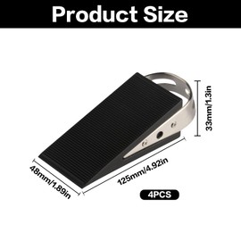 4 PcsDoor Stops, BlackDoor Wedge Rubber Door Stoppers, Non-Slip Heavy Duty Door Stop Wedges with Handle Design, Non-Scratching, for Any Floors