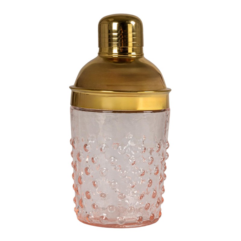 Creative Co-Op Hand-Blown Glass and Stainless Steel Hobnail Cocktail Shaker,