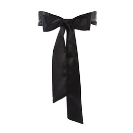 Long Ribbon Sash Belt for Dress Wedding Sash Bridal Silk Satin Belts Dress JW61 (-Black-)