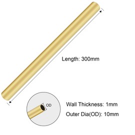 iMeistek Brass Round Tube, 10mm OD 1mm Wall Thickness 300mm Length Seamless Straight Pipe Tubing for DIY Crafts 3Pcs