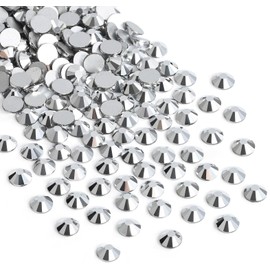 Jollin Glue Fix Crystal Flatback Rhinestones Glass Diamantes Gems for Nail Art Crafts Decorations Clothes Shoes(ss8 2880pcs, Silver)