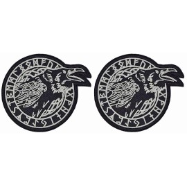 Odin's Ravens Viking Odin God Raven Embroidered Patch |2PC HOOK BACKING   3.5"