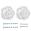 Bonsicoky 2 Pcs White Rose Drawer Pulls, Ceramic Flower Knobs