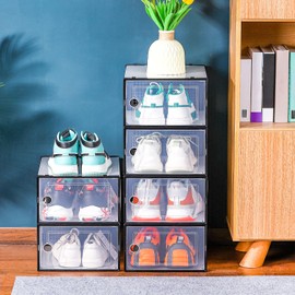 Shoes 12PCS shoe storage box, environmentally friendly transparent stackable shoe cabinet, easy storage and space-saving shoe rack shoe container