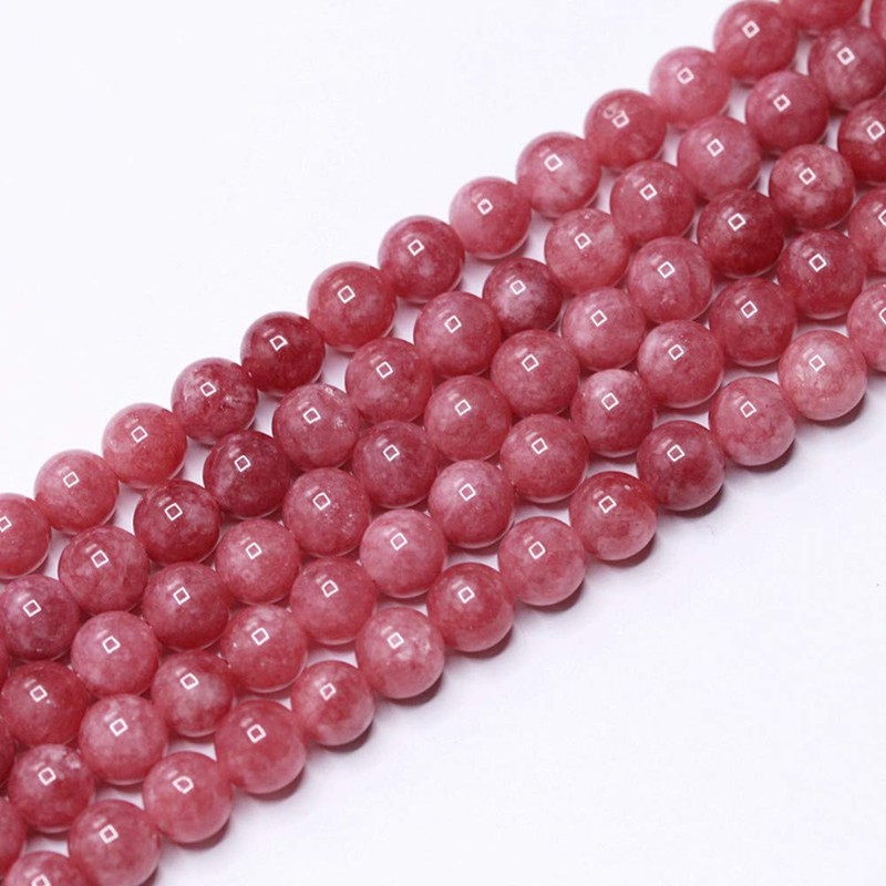 PLTbeads Gorgeous Rhodonite Dyed Jade Natural Gemstone Loose Beads 10mm