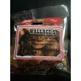 WALLACE’S WASH POT TYPE FRIED PORK SKINS CHICHARRONES BBQ (HARD SKINS) (10 PACK)