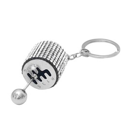 Adunsiaoto Gear Lever Car Key Fob, Creative Car Accessories Metal Key Fob, Automatic Gear Lever Key Fob with Rhinestones (White)