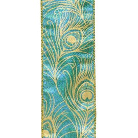 CF Collection Wired Edge Ribbon for Christmas Tree Trim, Holiday Decor, Wreaths, Swag, Bows DIY Crafts, Gift Wrapping and More Pack of 1 2.5in by 10yd (Peacock Blue)