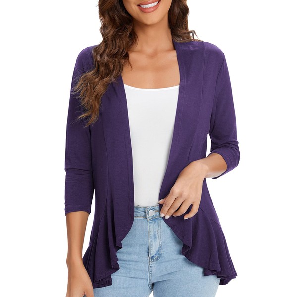 Urban CoCo Women's Casual Lightweight Open Front Cardigan Soft Draped