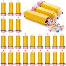 Feifeiya 24 Pcs Back to School Pencil Treat Boxes Paper Pencil Candy Favor Gift Boxes for Thanks Teacher Appreciation School Classroom Party Favor Supplies(Yellow)