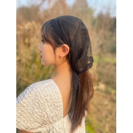 YuRongsxt Triangle Chapel Veil Mantilla Lace Headcovering Catholic Latin Mass M15 (Black)