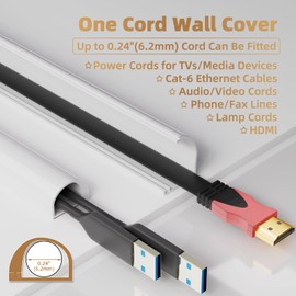 KNEELISA 78" Side Open One Cord Hider for Wall Mounted Tv,Extension Cable Cover to Hide Conceal Cords Along Wall,Wire Raceway Management Cable Concealer Channel,Electric Cord Organizer Wiremold,White