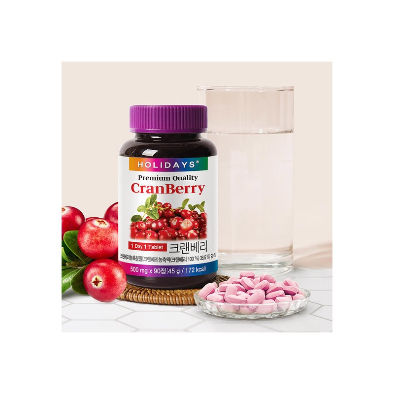 Holidays Cranberry 90 Tablets, 2 Bottles (6-Month Supply) / 홀리데이즈