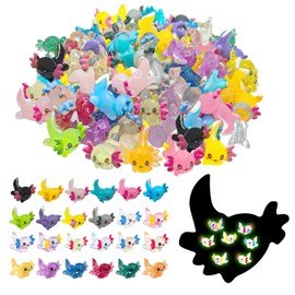 IETWATE 72PCS Mini Figures Axolotl Toy, Glitter Mini Resin Animals, Solid Colour Min Animals, Luminous Fingerlings Axolotl Gifts, for DIY Craft Garden Landscape Dollhouse Decorations