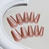 KAVI' S 24pcs French Tip Stick on Nails Cat Eye