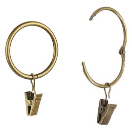 40 Pcs Openable Curtain Clips with Rings Antique Brass 1.5Inch Strong Metal Decorative Curtain Clip, Rustproof Drapery Open Clip Rings Curtain Rod Clips Hangers for Bathroom, Living and Guest Room