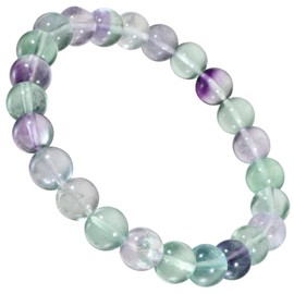 Shinjuku Ginnokura Natural Stone Bracelet, 0.3-inch (8 mm) Beads, Power Stones, Simple, Stone Silver, fluorite