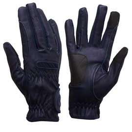 eGlove EQUEST GRIP PRO Leather Touchscreen Horse Riding Gloves (Navy Blue, XX-Large)
