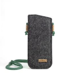 stilbag Neck Glasses Case Made of Wool Felt, Robust Attachment Case for Glasses, Suitable for Men and Women, Handmade in Germany, Anthracite - green