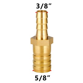 Quickun Brass Hose Barb Reducer 5/8" to 3/8" Barbed Reducer Fitting Reducing Splicer Mender Union Adapter for Air Water Fuel (Pack of 3)