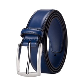 KM Legend Mens Leather Dress Belt for Work Business and Casual, Seattle Blue, 34 US
