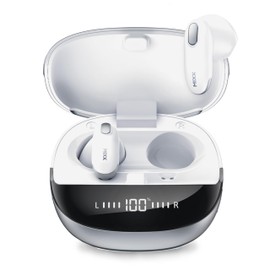 Mixx StreamBuds Charge 2 Hybrid True Wireless Earbuds, Bluetooth Wireless Earphones, 36 Hours Total Playtime, Digital Display, Hands-Free Calling, Qi Charging Compatible