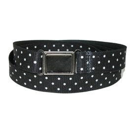 CTM® Women's Plus Size No Show Buckle Stretch Belt with Polka Dots, Black with White Dots