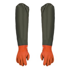 sinzau Pond Cleaning Gloves, A Long Section of Safety Work Gloves, 74 CM, Orange