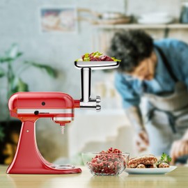 GVODE Stainless Steel Meat Grinder Attachment for KitchenAid Stand Mixer, Meat Grinder for KitchenAid Includes 4 Grinding Plates & 3 Sausage Tubes, Dishwasher-Safe Design with Sausage Stuffer Kit