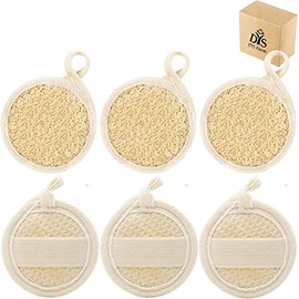 6 púas de esponjas exfoliantes para la cara, esponja limpiadora facial natural Luffa