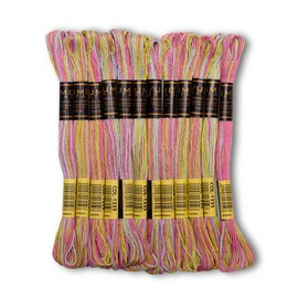 UMC STAG Pack of 12 Premium Embroidery Thread | 100% Egyptian Cotton Premium Skeins | Cross Stitch Embroidery Floss | Oeko TEX Certified | Ideal for Arts & Crafts (Pastel Rainbow Variegated 1335)