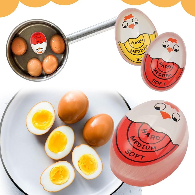 JINJUMEI Pack of 4 Egg Timers for Cooking (Soft/Medium/Hard) Colour-Changing