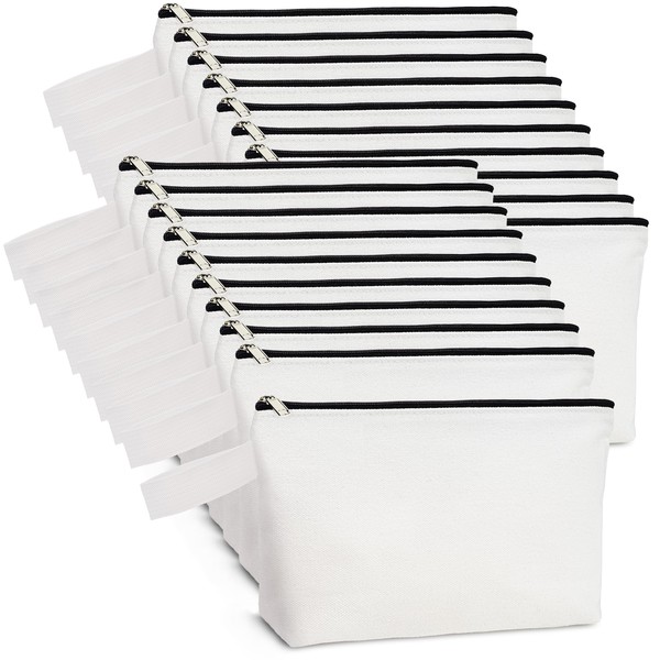 20 12Oz Canvas Pencil Pouch with Bottom and Strap, KOOLMOX