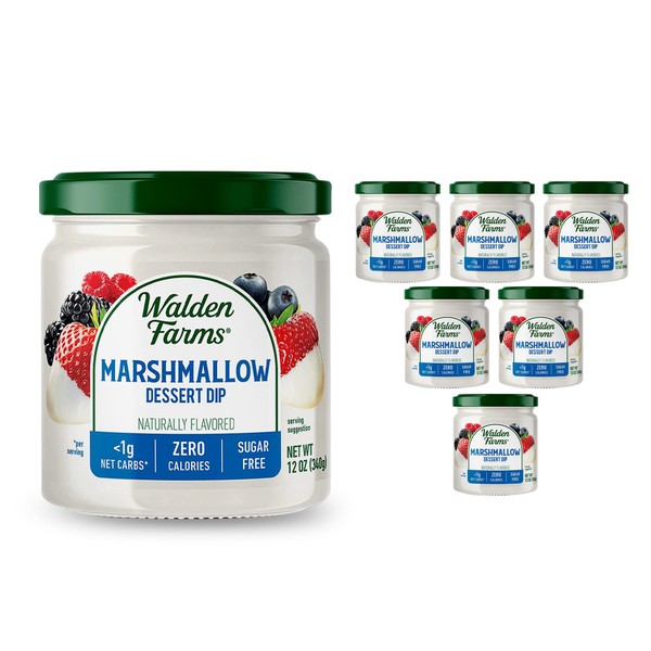 Walden Farms Marshmallow Dipping 12 oz Jar (Pack of 6) Smooth & Creamy | Vegan, Paleo and Keto Friendly | 0g Net Carbs | Perfect for Fruit Platters | Ice Cream| Parfait | Smoothies | Crackers and More
