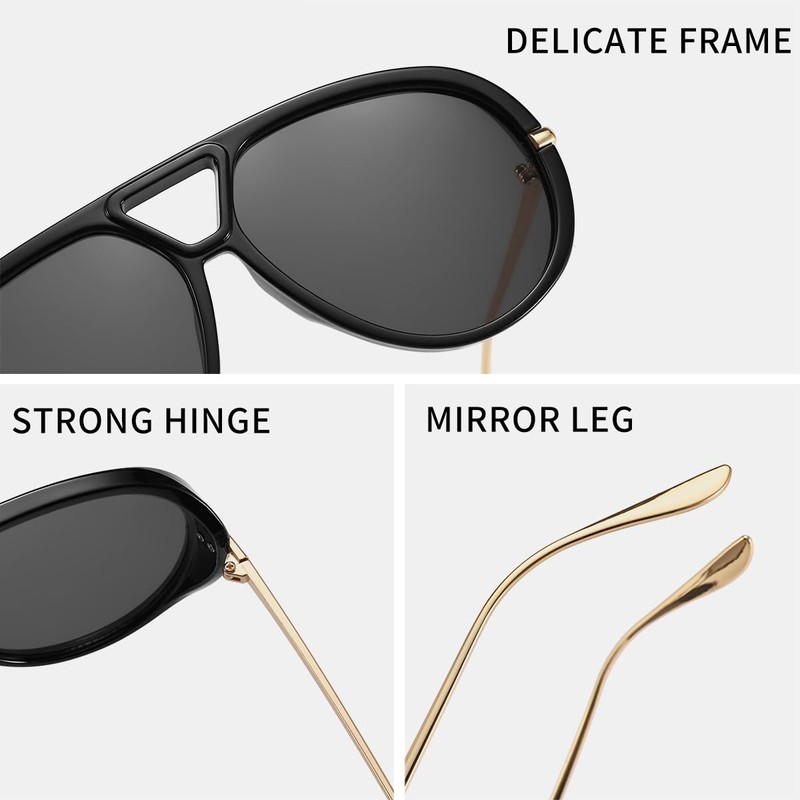 IKANOO Oversized Aviator Sunglasses for Women Men Trendy Large Big