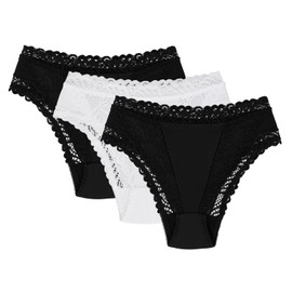 Wolbar Women's High Waist Maxi Briefs WB55, Black-black-white (pack of 3)