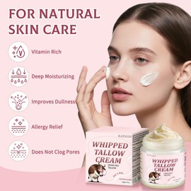 JUANCHI 100% Grass Fed Beef Tallow for Skin, 4.2oz Organic Beef Tallow Moisturizer, Handmade Whipped Beef Tallow for Face & Body, Natural Tallow Cream for Dry & Sensitive Skin (Cotton Cloud)