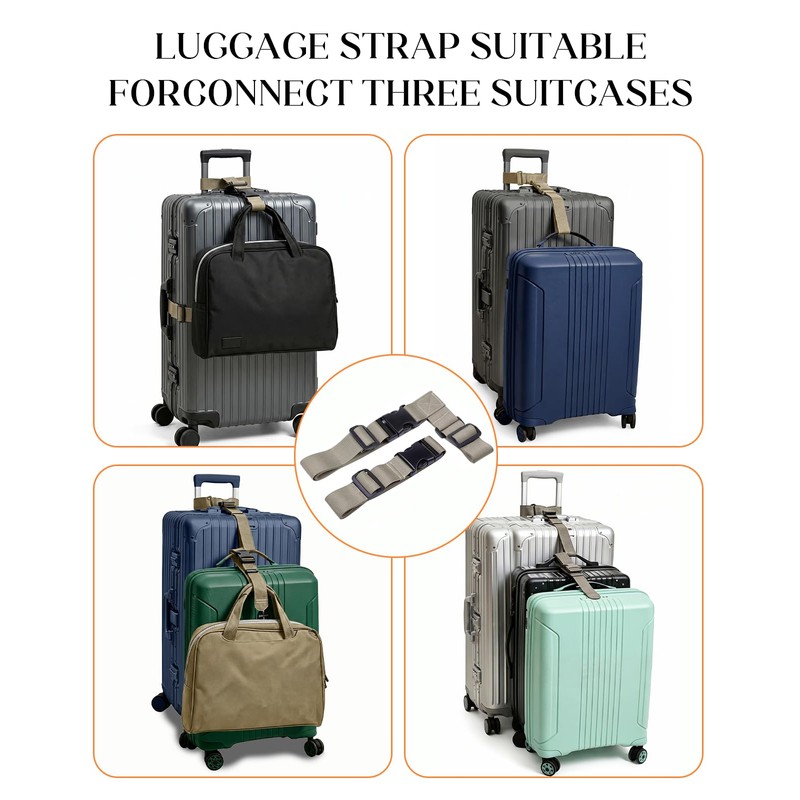 DAWZMR 4 Pack Luggage Straps for Multiple Suitcases, Adjustable Travel