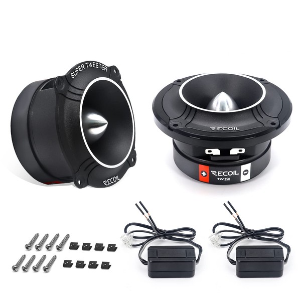 RECOIL TW250 High Compression Car Bullet Super Tweeters, 1-Inch High