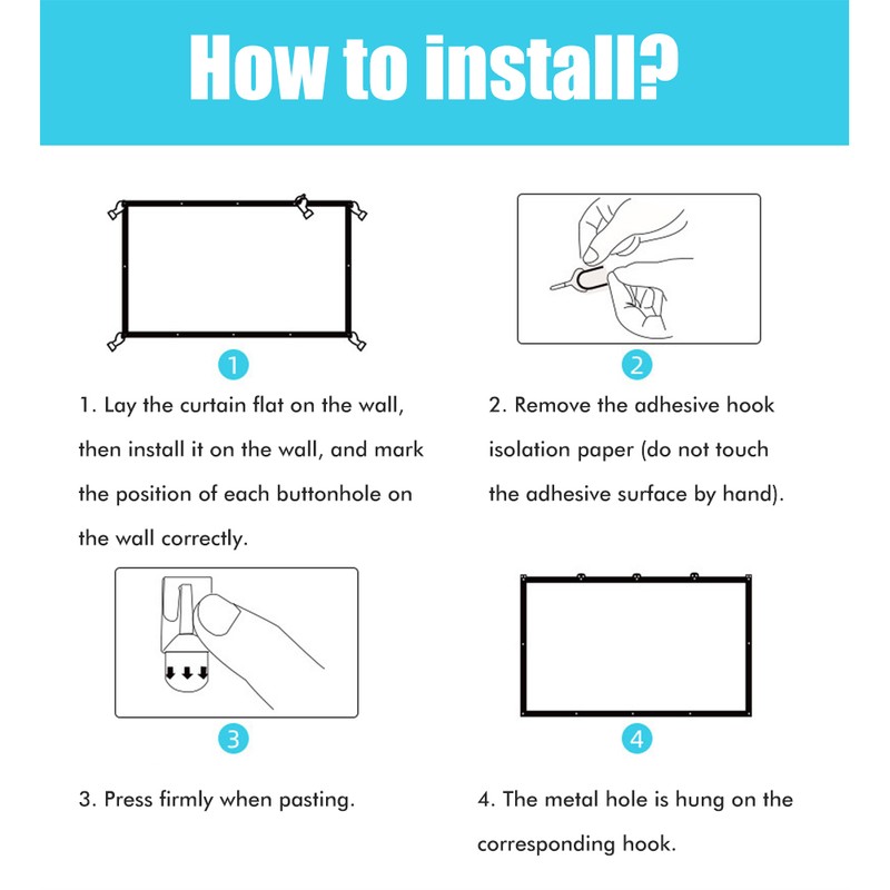 Projector Screen Portable Foldable Projection Screen for Home Theater Camping