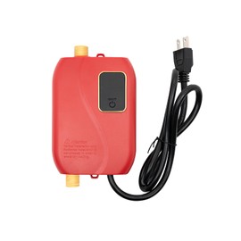 Cbhfmljd Mini Instant Electric Tankless Water Heater, Electric Hot Water Heater 3000W 110V Small Hot Water Heater Under Sink LED Display Portable for Home Kitchen Shower Bathroom Camping (Red)