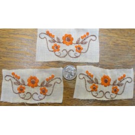 Unbranded 3 Vintage 1960's Iron on Embroided orange boquet   appliques  for vintage jeans