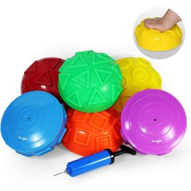Exercise Hedgehog Balance Pods for Core Body Balancing-for Kids & Adults, Comes with Hand Pump-Set of 6 - Colour: 2. Geometric Balance Pod