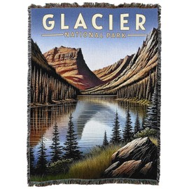 Pure Country Weavers Glacier National Park Blanket - Gift Cotton Tapestry Throw - Made in The USA - 72" x 54"