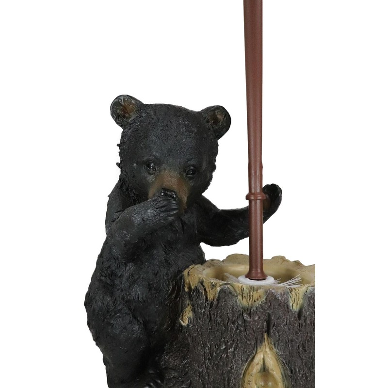 Rustic Whimsical Black Bear Stinky Potion Toilet Brush And Holder